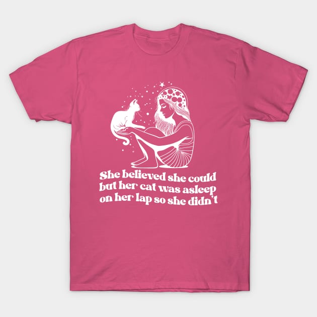 she believed she could but her cat was asleep on her lap so she didnt shirt, Hand Drawn black cat Celestial T-Shirt by ILOVEY2K